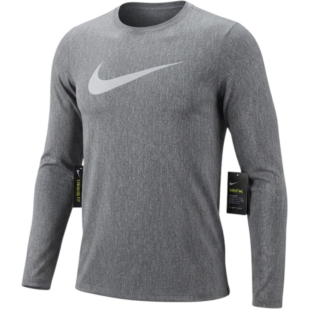 NWT Nike Breathe Dri-FIT Long Sleeve Training Shirt Gray BV3814-010 Boys XL